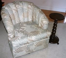 Pr. Matching Upholstered Swivel Chairs
