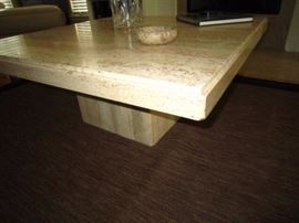 Travertine coffee table and matching end table