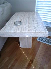 Travertine end table