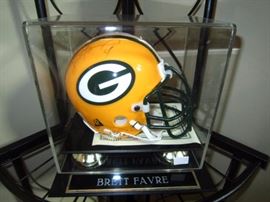 Collectible autographed mini helmet-Brett Favre in case with COA