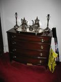 tea set and candlesticks