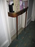 ornate brass & wood table WITH MIRROR NEXT PIC
