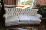 This antique 3 piece Living Room suit was brought from Belgium and reupholstered in this gorgeous tuffted ivory fabric.  It includes 2 side chairs with rolled arms and Queen Anne feet.  If you want antique furniture in Great to Excellent shape.....DO NOT MISS THIS!