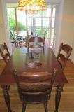 Beautiful wooden 5 piece Breakfast Table and Chairs.  Very sturdy and made of REAL wood not MDF.  Come see why this would fit perfect in your breakfast nook or kitchen.
