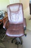 Leather office chair with caster rollers.  COMFORTABLE!