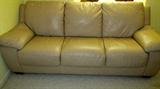 Creme leather sleeper sofa