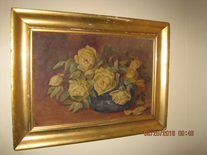 Unsigned Oil on Canvas Roses
