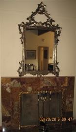 Decorator Mirror and Fireplace Set