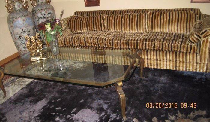 1980's Sofa and glass topped table