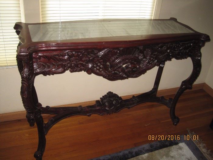 Marble Inset Carved Table