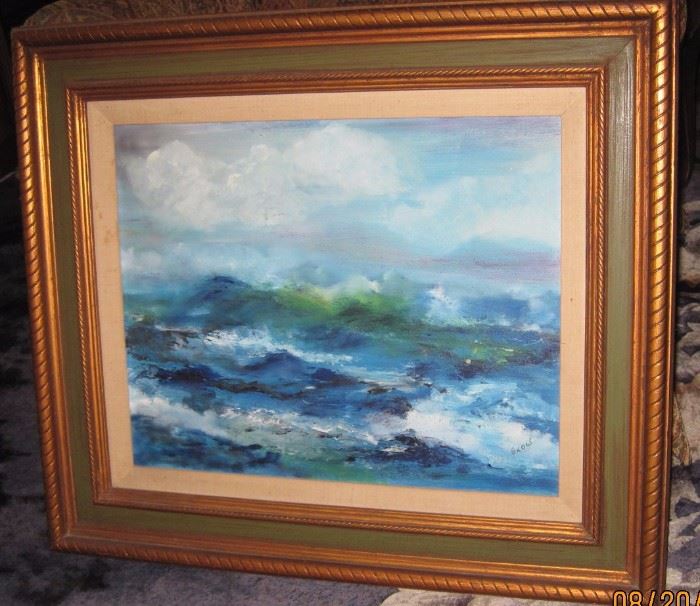 Seascape Signed "Snow"   Oil on Canvas