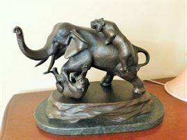 Bronze Elephants with lion 