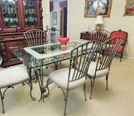 glass topped dining table for (6)