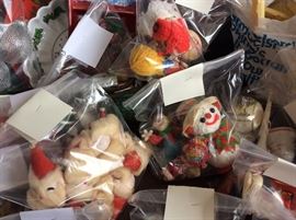 Vintage Santa ornaments, Snowmen ornaments, Lots of vintage Christmas.