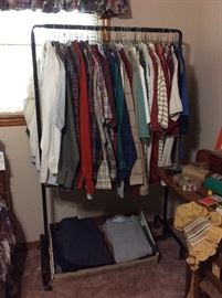 More men's clothes - all like new - sweatshirts and shirts, pants and suits.