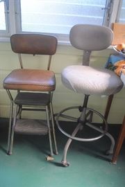 kitchen stool and industrial drafting stool