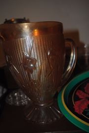 Iris Depression Glass pitcher