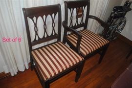 Set of 6 beautiful older wood dining chairs