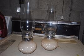 Light pink hobnail kerosene lamps