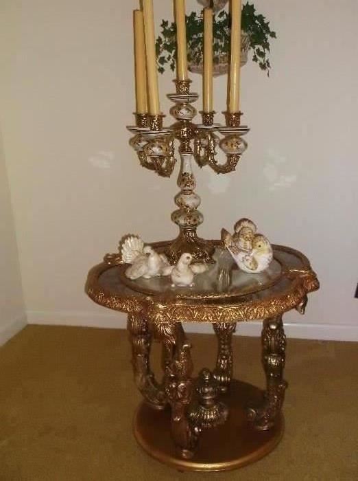 Round glass top side table