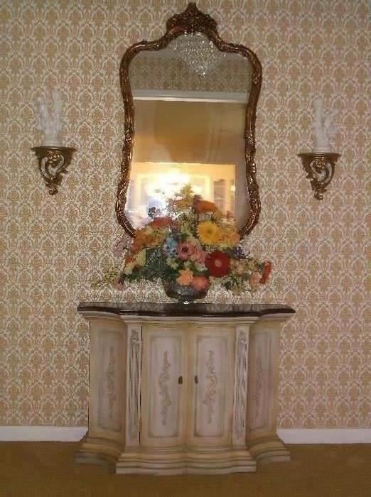 Foyer console cabinet and mirror