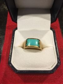 Heavy 18k Men's Gold and Turquoise ring