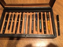 Large collection of vintage fountain pens and rollerball pens. Mont Blanc, Pelikan, Waterman etc.