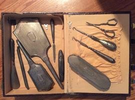 Sterling Silver Traveling Kit for dressing and grooming.