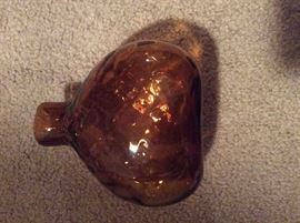 sack shaped blown glass orange/amber