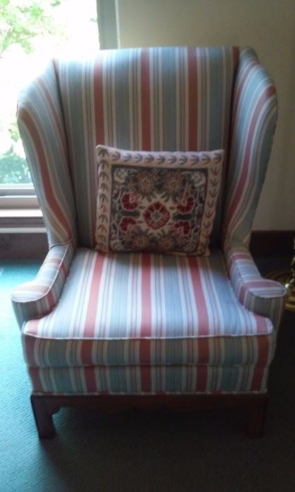 Striped wingback chair   $45