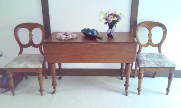 Drop leaf table & chairs  $50
