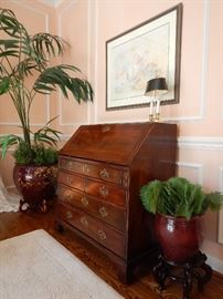 ENGLISH MAHOGANY SLANT FRONT DESK WITH STEPPED INTERIOR CIRCA 1760-1770