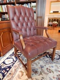 PAIR OF LEATHER LIBRARY CHAIRS