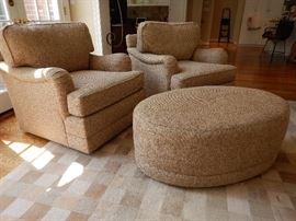 VERY COMFORTABLE SWIVEL ROCKER AND OTTOMAN SET