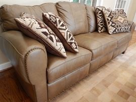 LEATHER SOFA AND PILLOWS