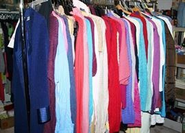Over 20 Rolling Racks of New Clothes w/Tags (Tops, Slacks, Pajamas, Pants; Skirts, Shorts)