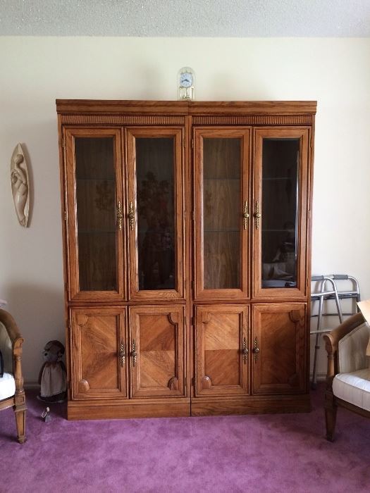 Wall Unit/Bookshelves/Curio. Can be separated into 2 individual units