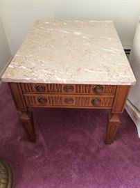Marble top end table. 2 available