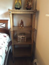 Neat, Tall Shelves with metal edging on top