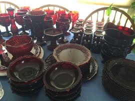 Cape Cod Ruby Red Avon Glass collection HUGE!