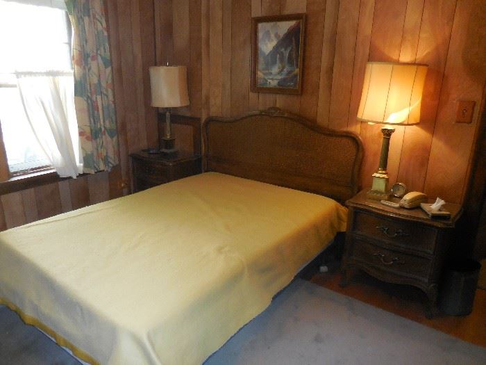 John Colby and Sons , Dixie Furniture NC Made. Style is Dubarry..Full Size Head Board/Mattress/Box spring. 2 Drawer Night Tables