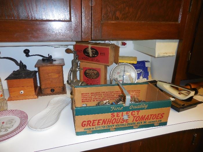 Vintage Coffee Grinders. Cookie Cutters. Scale