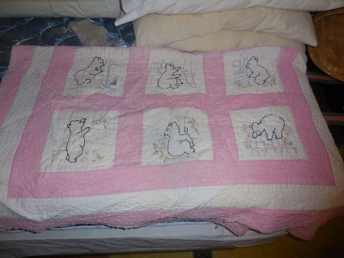 Vintage Hand Made Baby Quilt