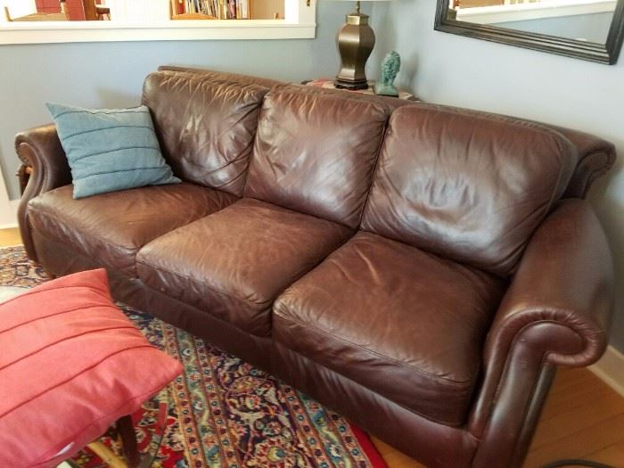 Brown Leather Sofa - soft