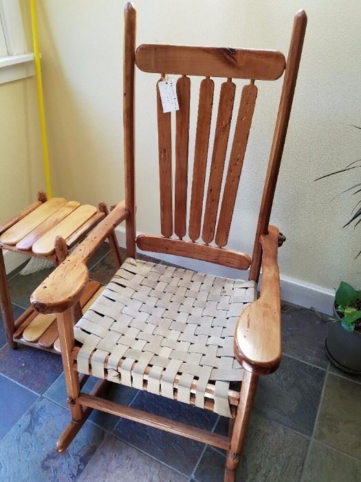 An original handcrafted Madrone Rocker by Dr.Patrick Moore, passed owner...beautifully handcrafted.