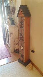 5 foot curio cabinet in style of an old bird house