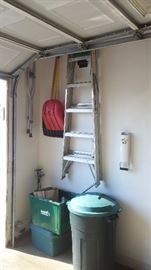 Aluminum ladder and garden tools