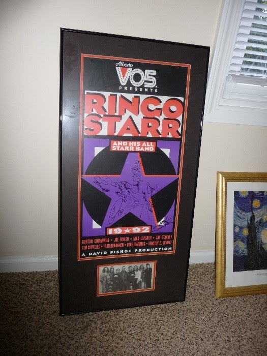 RINGO STARR AND ALL STARR BAND 1992 COMPLETE SCARCE = all the BAND SIGNED POSTER!! BEATLES