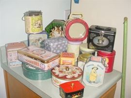 MANY old collectible tins, some European made