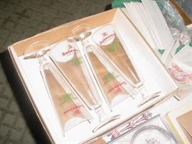 Set of early Budweiser flutes mint in the box